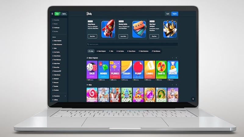 Stake Casino main page on a screen
