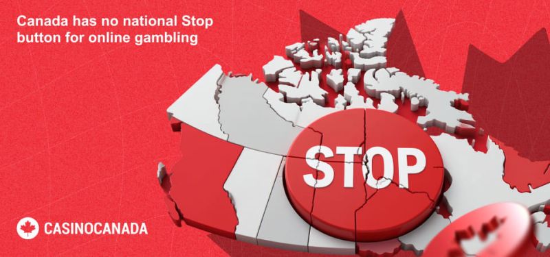 Map of Canada, stop sign and CasinoCanada logotype