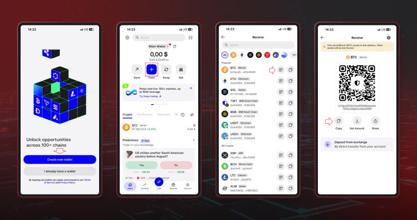 Steps of creating wallet and BTC funding