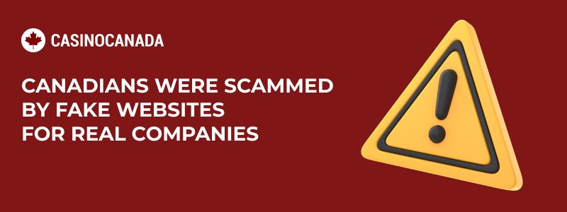 Banner of warning that Canadians were scammed by fake websites