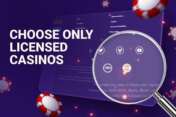 Image encouraging to check casino's license