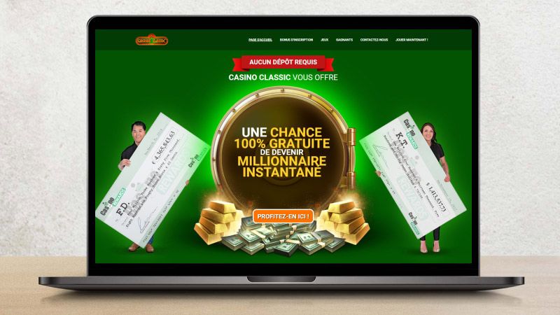 Écran d'ordinateur portable avec une capture d'écran de Casino Classic