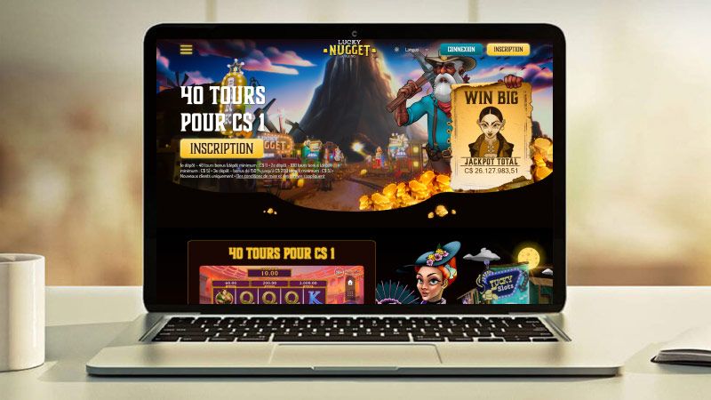 Écran d'ordinateur portable avec une capture d'écran de Lucky Nugget