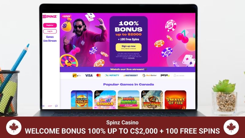 Spinz Casino main page