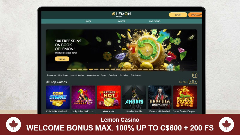 Lemon Casino main page