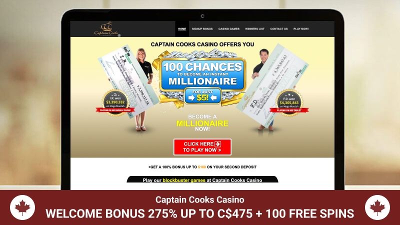 Captain Cooks Casino main page