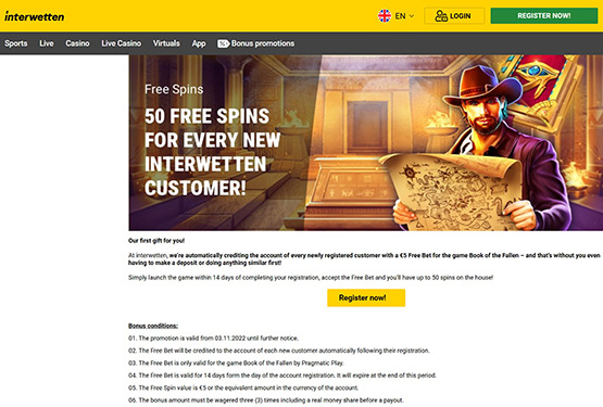 Interwetten Casino - 50 Free spins