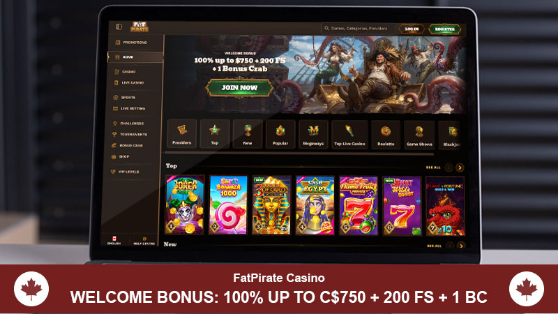 FatPirate Casino sign up page with bonus offer information