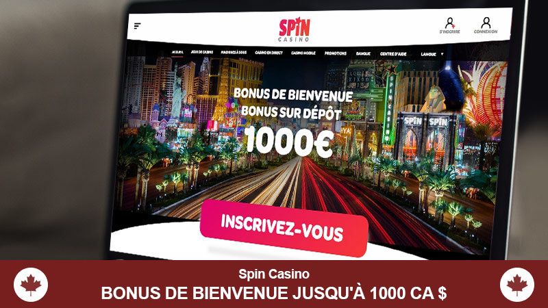 Page d'accueil du Spin Casino sur un écran d'ordinateur portable