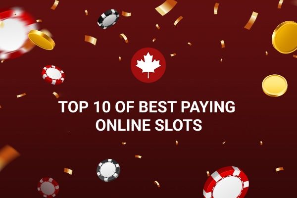 Best paying online slots title red background with poker chips