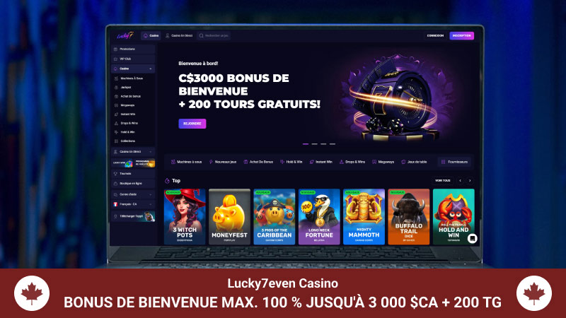 Page principale du casino Lucky7even