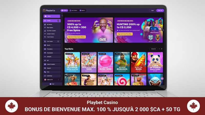 Page principale du casino Playbet