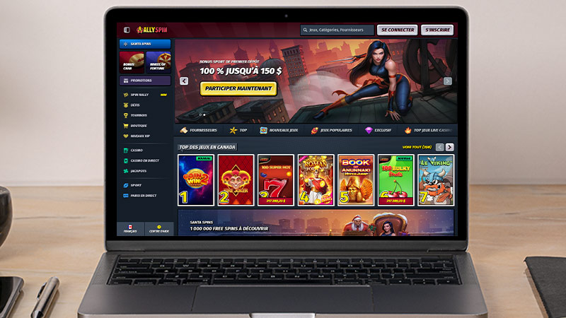 Page principale du casino AllySpin