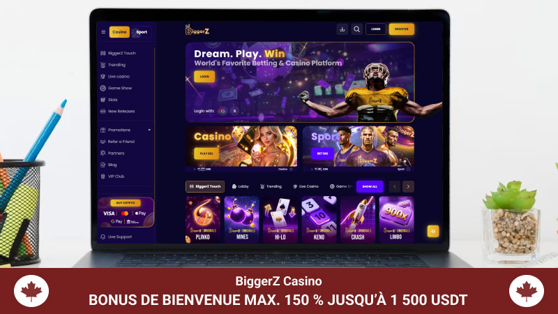 Page principale du casino BiggerZ