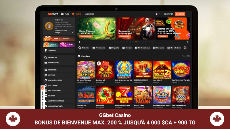 Page principale du casino GGbet