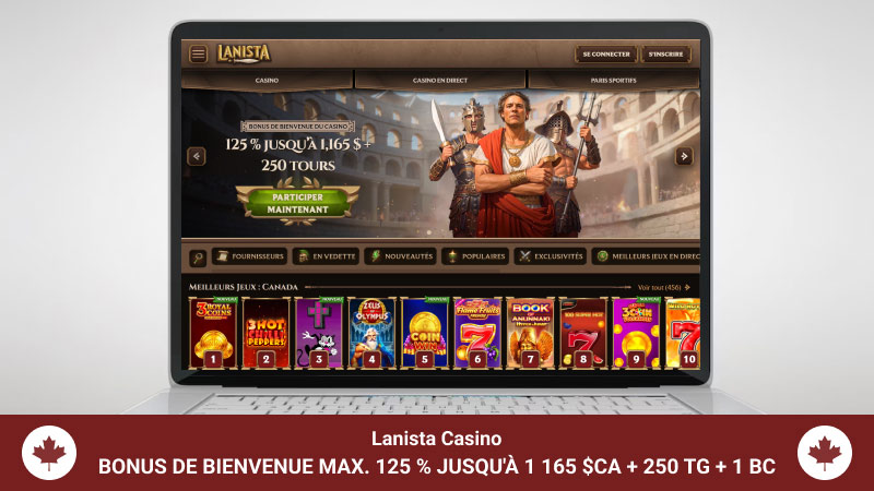 Page principale du casino Lanista