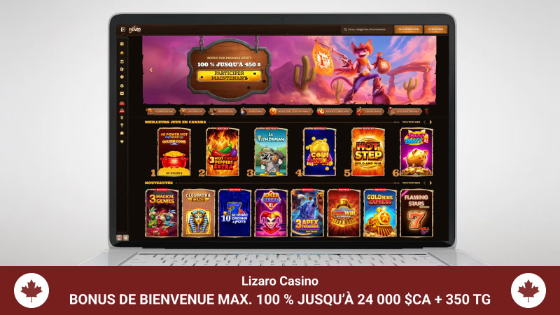 Page principale du casino Lizaro