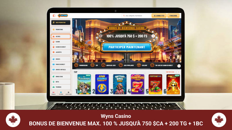 Page principale du casino Wyns
