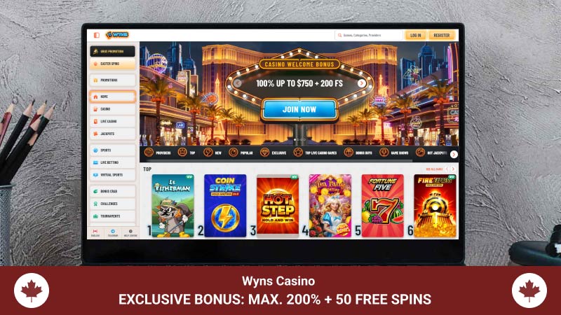 Wyns casino main page