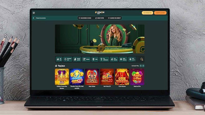 Écran d'ordinateur avec Lemon Casino