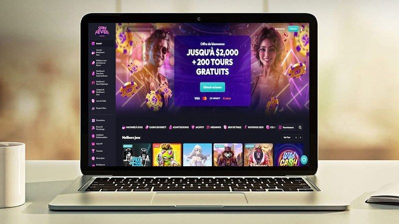 Écran d'ordinateur avec SpinFever Casino