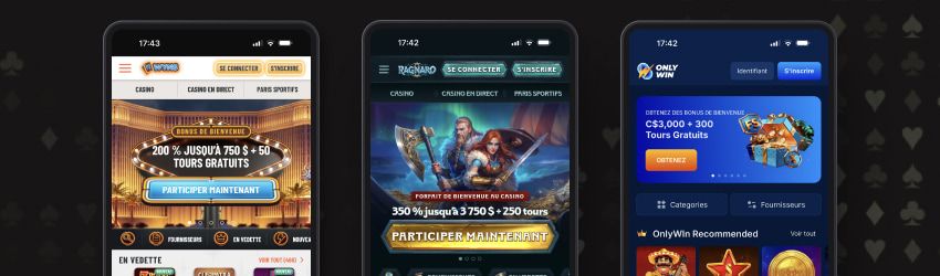Wyns, Ragnaro et OnlyWin sur mobile avec bonus de bienvenue et tours gratuits
