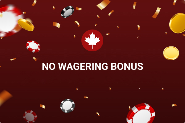 no wagering bonus title on the red background with poker chips