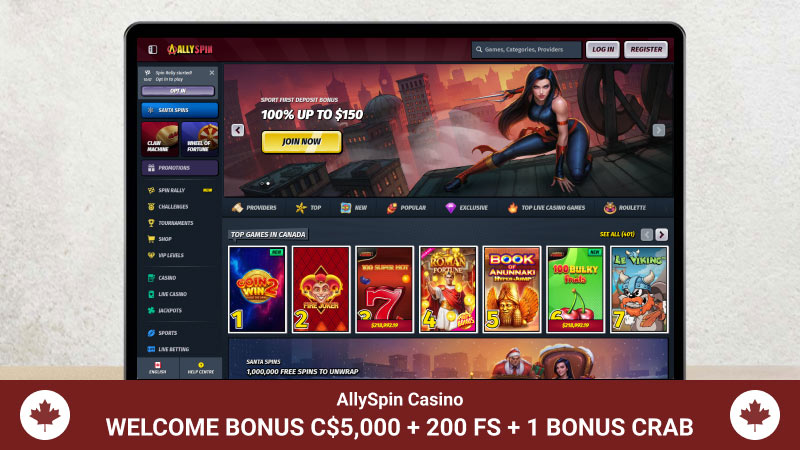 AllySpin Casino main page
