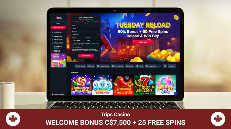Trips Casino main page