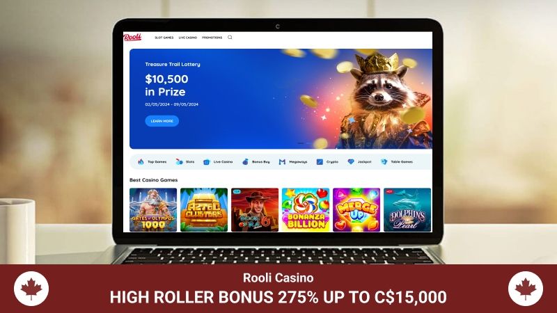 Rooli Casino main page and welcome bonus