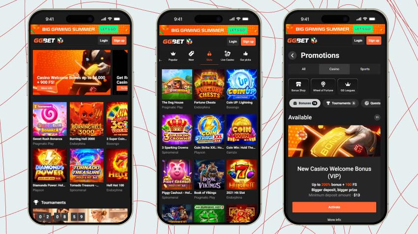 Mobile screenshots of GGbet Casino
