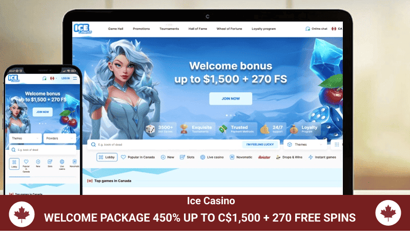 ICE Casino main page mobile and desktop