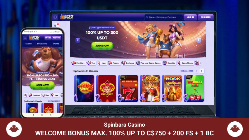 Spinbara Casino mobile and desktop version