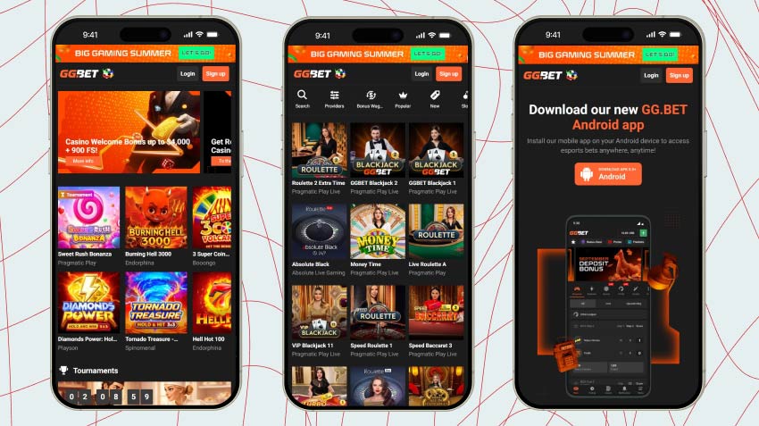 Mobile screenshots of GGbet Casino