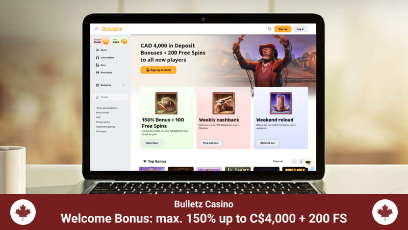 Bulletz casino main page