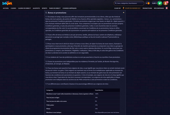 LolaJack bonus et promotions