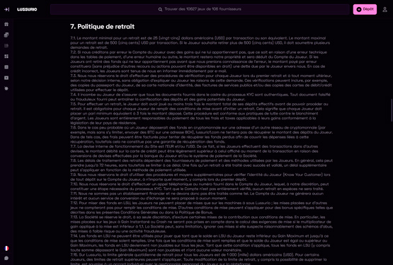 lussurio politique de retrait