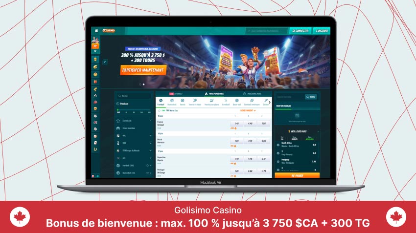 Page d'accueil du Casino Golisimo sur un écran d'ordinateur portable