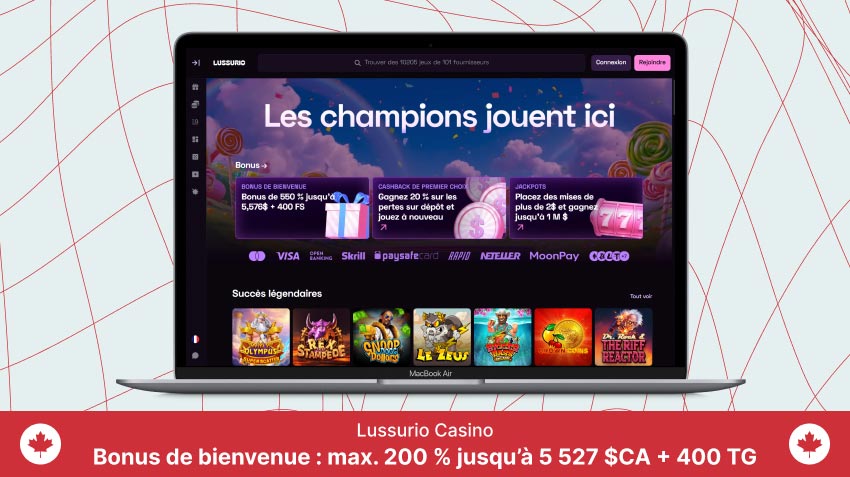 Page d'accueil du Lussurio sur un écran d'ordinateur portable