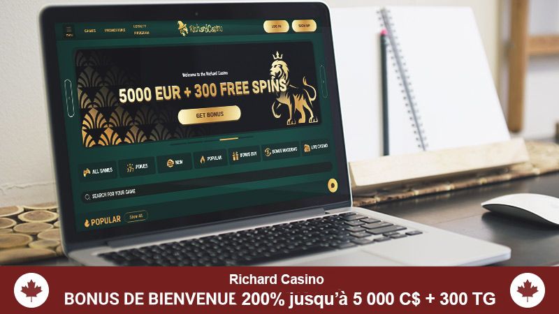 Page d'accueil du Casino Richard sur un écran d'ordinateur portable