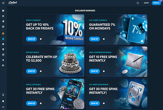 Oxibet Casino - No deposit bonuses