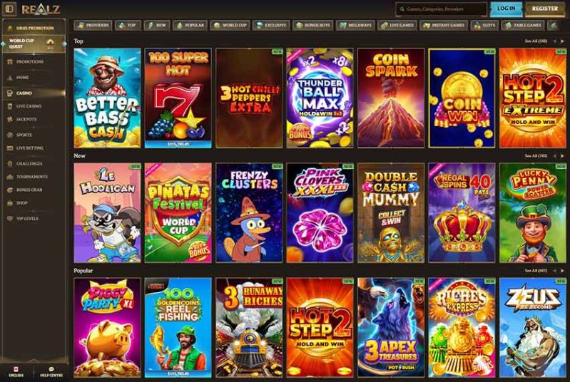 Realz Casino - list of games