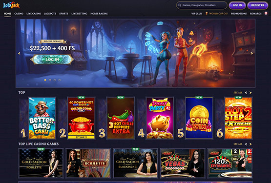 LolaJack Casino - main page