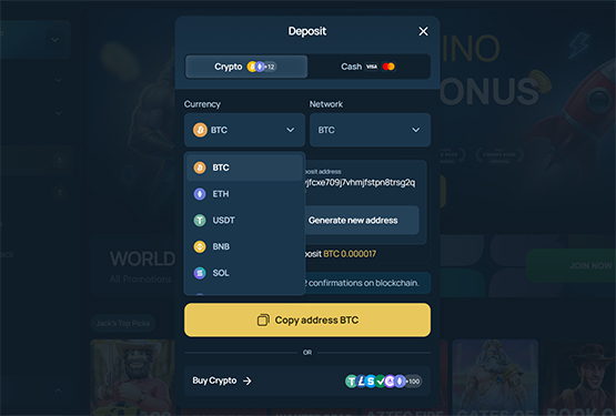 FortuneJack Casino - crypto deposit
