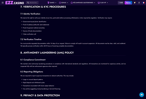 EZZ Casino - KYC