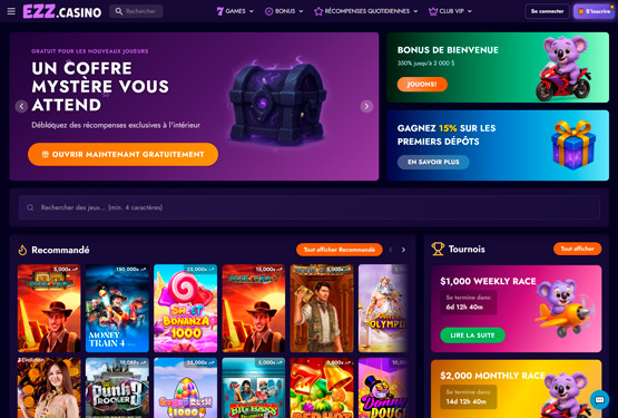 EZZ Casino - page d'accueil