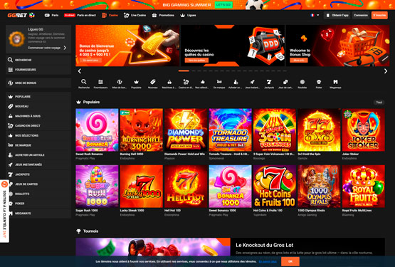 GG.Bet Casino - page d'accueil