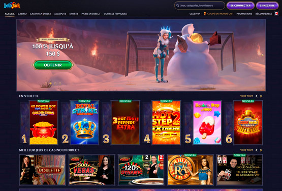 LolaJack Casino - page d'accueil