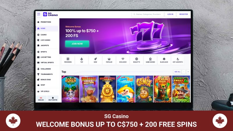 SG Casino main page