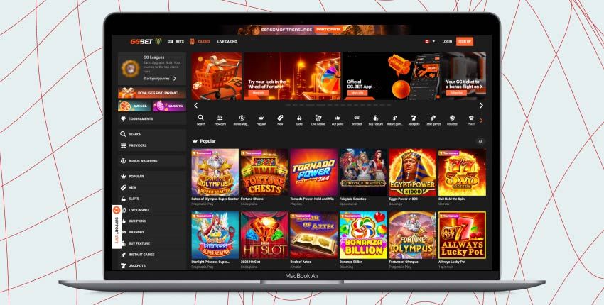 Laptop screen with GGBet Casino screenshot
